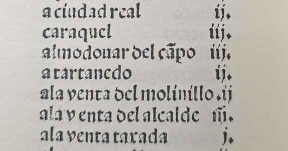 Detalle del Camino de León a Sevilla. Juan de Villuga, 1546. The Hispanic Society of America