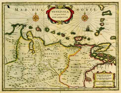 Mapa de Venezuela en 1635